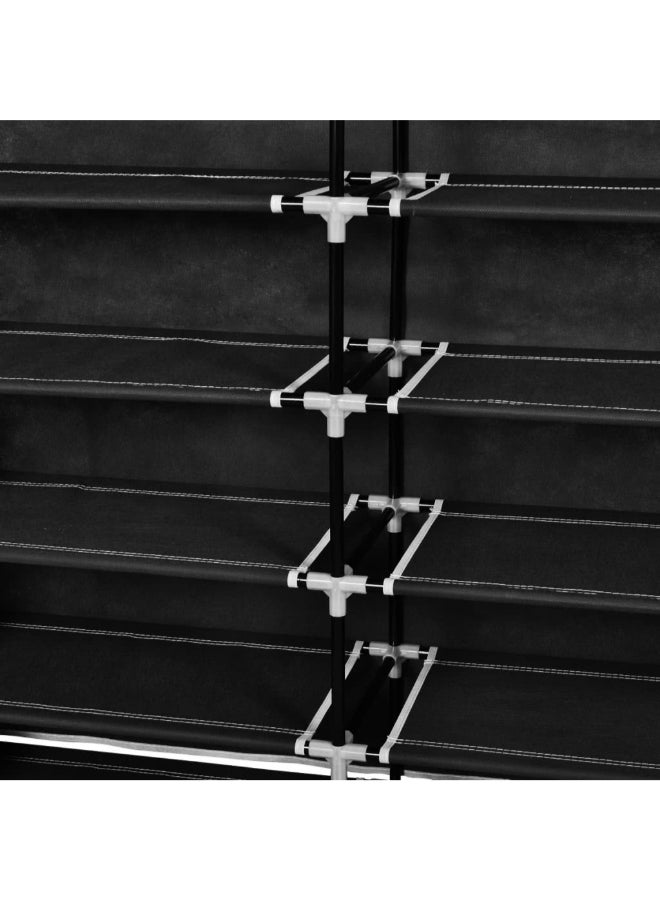 Fabric Shoe Cabinet With Cover Black 115 x 28 x 110cm - Image 2