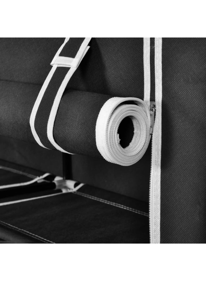 Fabric Shoe Cabinet With Cover Black 115 x 28 x 110cm - Image 3