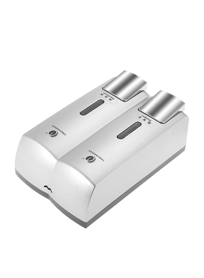 CHUANGDIAN Wall-Mounted Two Chamber Manual Soap Dispenser Silver 19.2cm  - Image 1