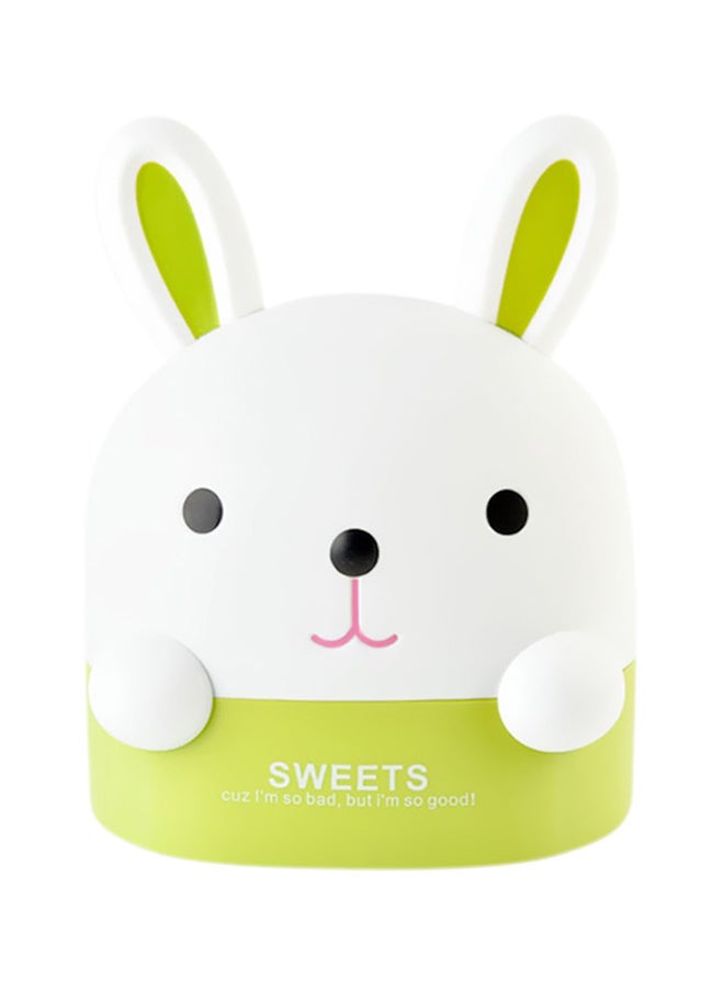 علبة مناديل ورقية على شكل أرنب أبيض/أخضر