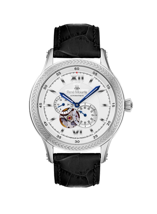 رينيه موريس ساعة يد كورونا الكرونوغراف طراز R4-70105RM1 مزودة بحركة أوتوماتيكية وبسوار من الجلد للرجال - Image 1