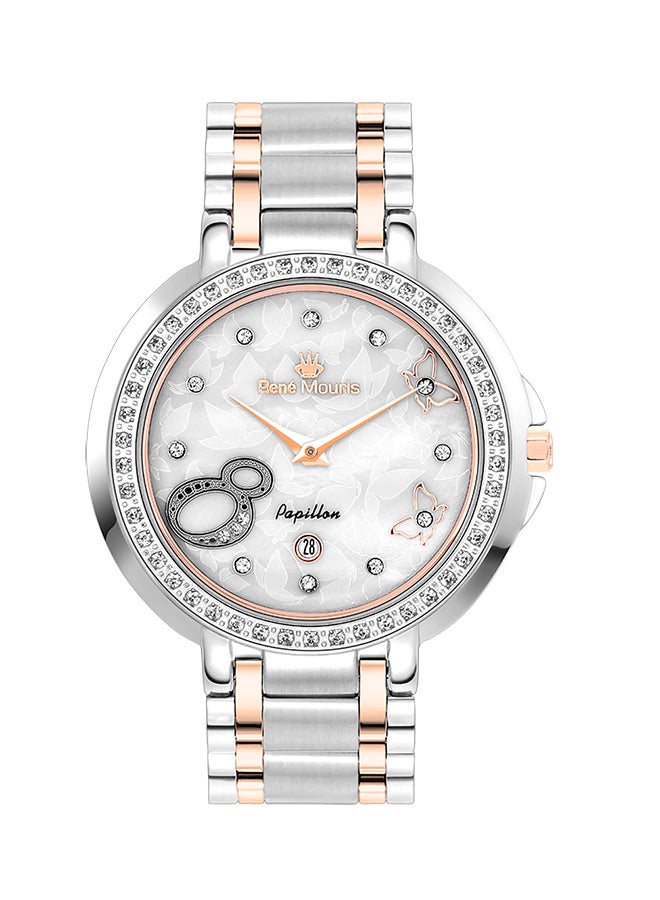 ساعة يد بابيلون بعقارب وحركة كوارتز وسوار من الاستانلس ستيل طراز R4-50111RM5. women