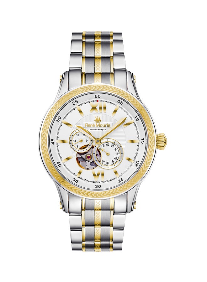 ساعة يد أوتوماتيكية انالوج من الستانلس ستيل من كورونا R4-70106RM4 - مقاس 44 مم - فضي/ذهبي men