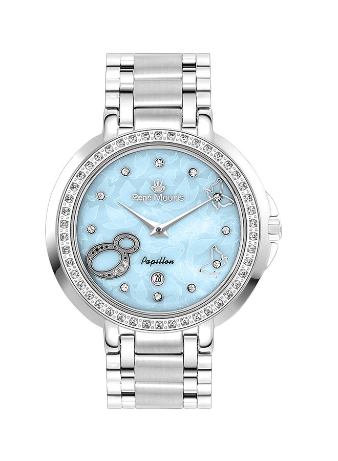 ساعة يد بابيلون كوارتز بعقارب وسوار من الستانلس ستيل طراز R4-50111RM4 women