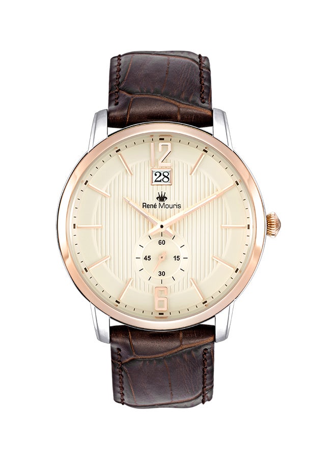 ساعة يد إكسكيوتف كوارتز بعقارب وبسوار من الجلد طراز R4-80101RM4‎‎ للرجال