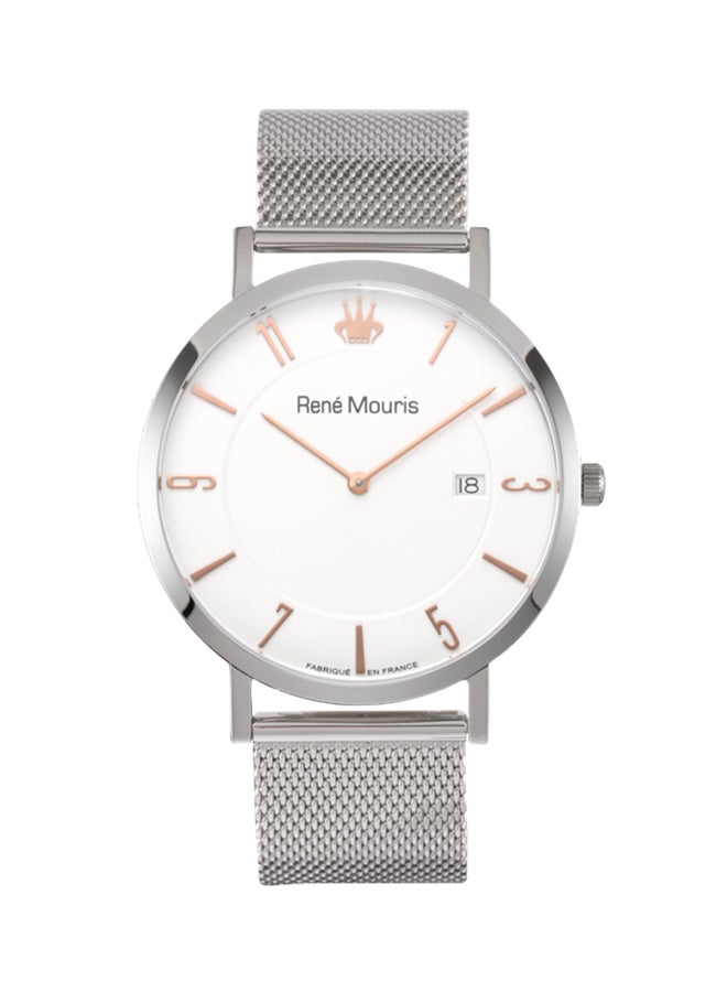 ساعة يد كوارتز ليمبورتر بعقارب وسوار من الاستانلس ستيل طراز R4-80104ME004.