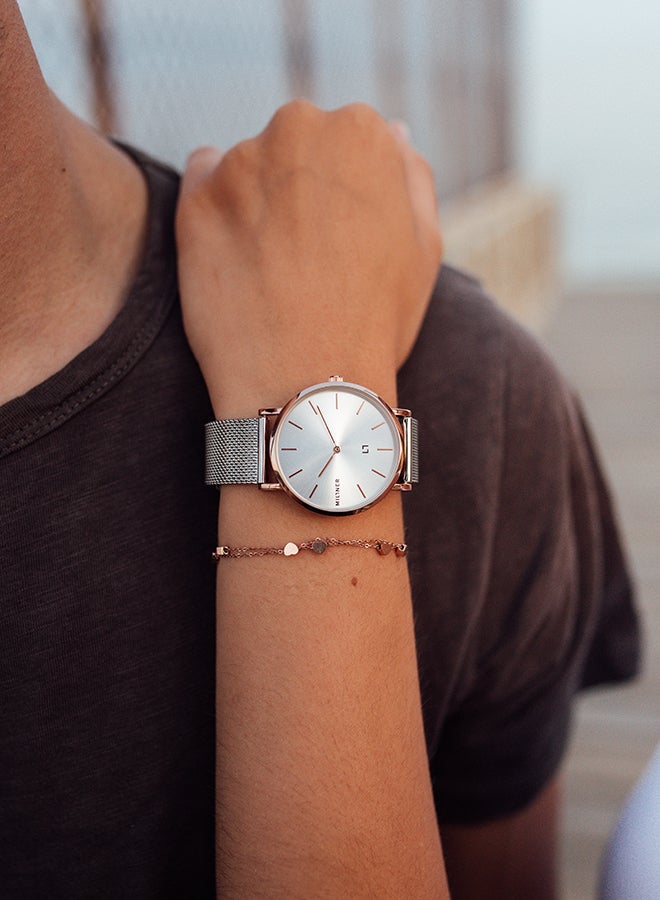 ميلنر ساعة يد معدنية بعقارب طراز 0010119 - 39 مم - فضي - Image 3