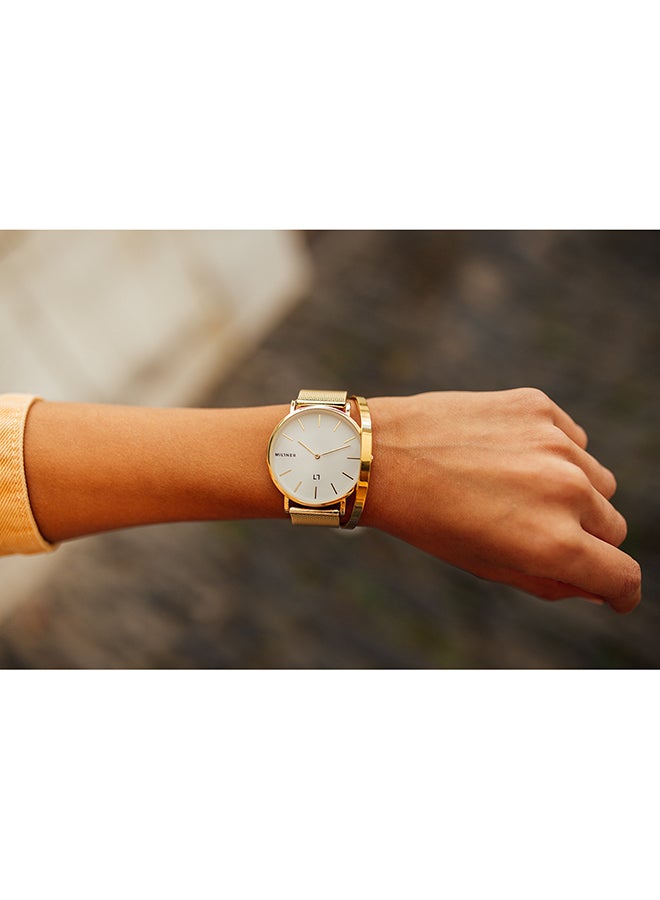 ميلنر ساعة يد بعقارب وسوار معدني طراز 0010106 - قياس 39 مم - ذهبي للنساء - Image 3