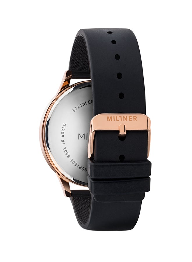 ميلنر ساعة يد بعقارب وسوار من المطاط طراز 0010508 - 42 مم - أسود للرجال - Image 2