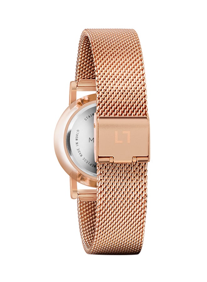 ميلنر ساعة يد بعقارب وسوار من المعدن طراز 0010608 - 28 ملم - ذهبي وردي للنساء - Image 2