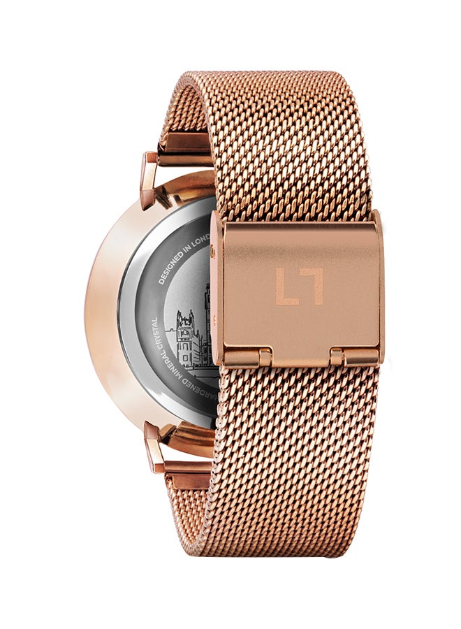 ميلنر ساعة يد بعقارب وسوار معدني طراز 0010118 - مقاس 36 مم - ذهبي وردي للنساء - Image 2