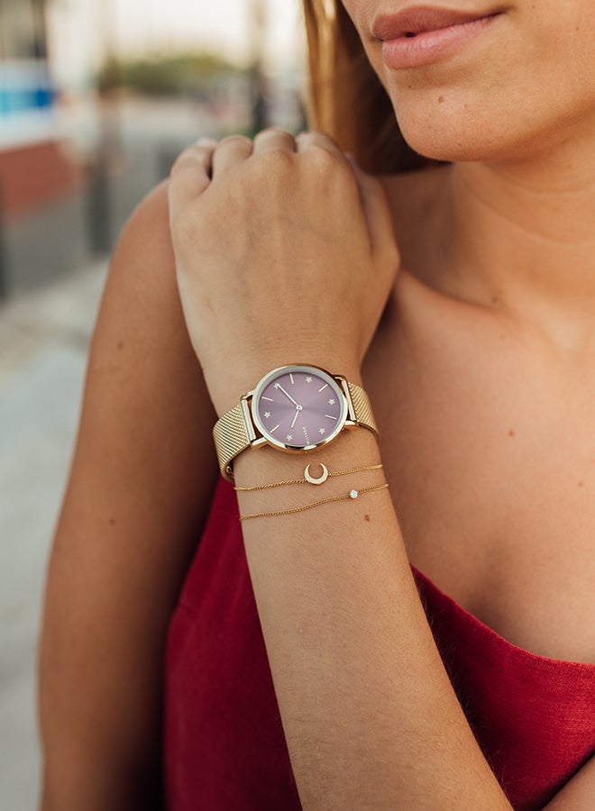 ميلنر ساعة يد بعقارب وسوار من المعدن طراز 0010903 - قياس 33 مم - ذهبي للنساء - Image 3