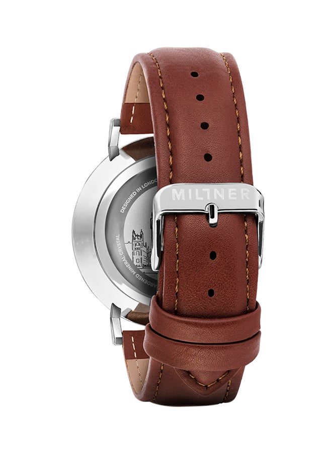 Millner Men's Leather Strap Analog Wrist Watch 0010408 - 39 mm - Brown - Image 2
