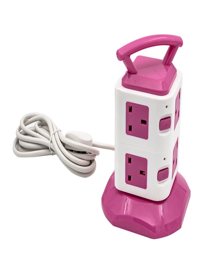 Generic 8-Way Extension Socket With USB Port Pink/White 3meter  - Image 1