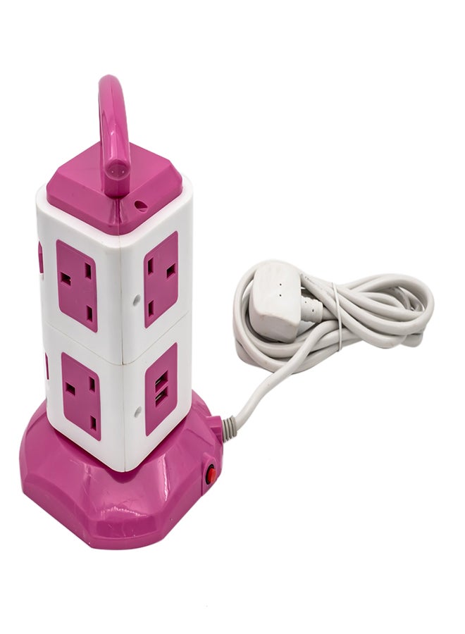 Generic 8-Way Extension Socket With USB Port Pink/White 3meter  - Image 2
