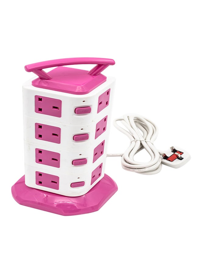 مقبس تمديد ب16 اتجاه مع منفذ USB وردي/أبيض 3متر - Image 2