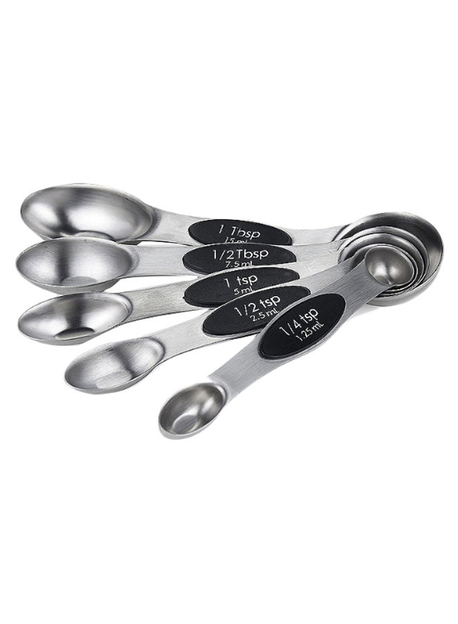 Lakeland - 5-Piece Double End Magnetic Measuring Spoon Set Silver/Black - Image 1