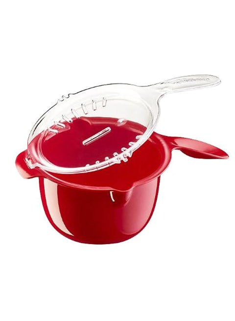 Microwave Saucepan With Lid Red/Clear 16 x 9cm