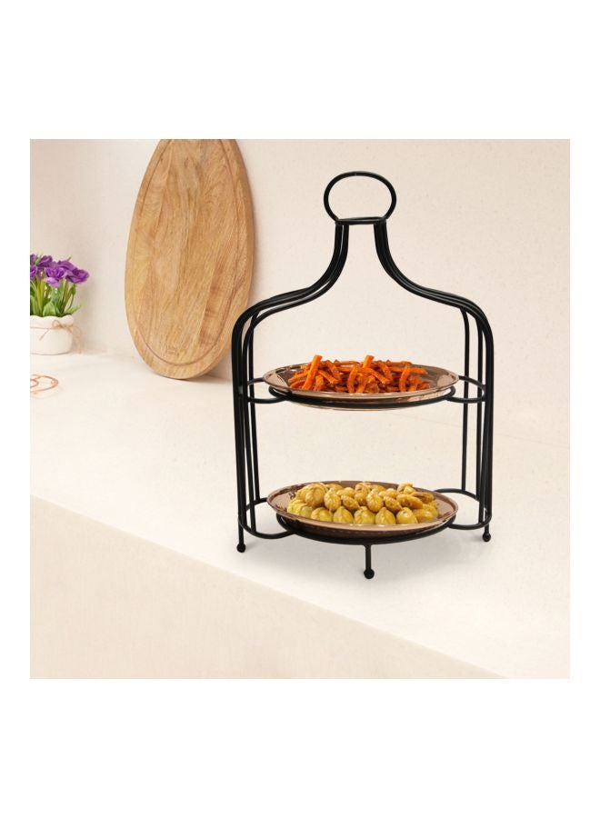 Home Box - Indie Vibe 2-Tier Snack Server Black/Gold 25.5x40x20cm - Image 1