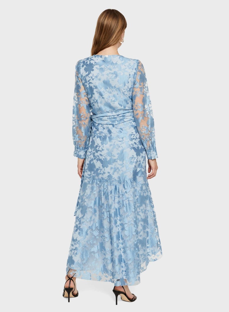 YAS Printed Wrap Maxi Dress blue - Image 2