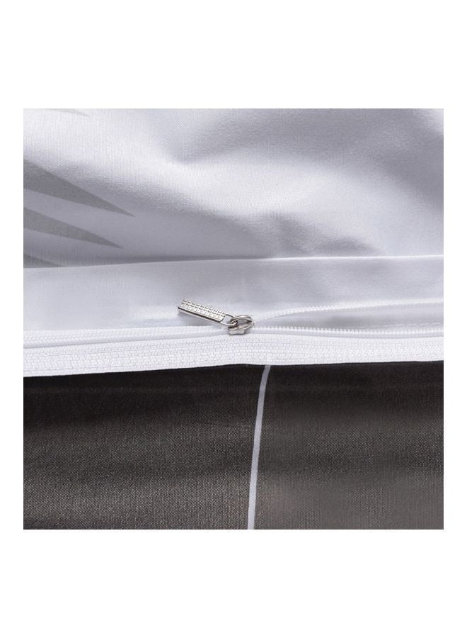 بيوينتي طقم غطاء لحاف جاكارد مكون من 3 قطع بوليستر أبيض/ أسود - Image 4