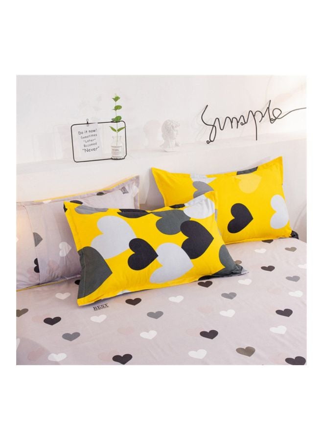 بيوينتي طقم غطاء لحاف من قماش الجاكارد، 4 قطع بوليستر أصفر/أسود/رمادي - Image 3