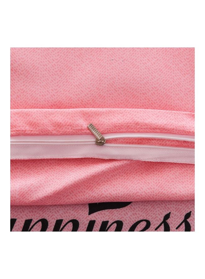 Beauenty 4-Piece Printed Duvet Cover Set Polyester Pink/Grey/White - Image 4