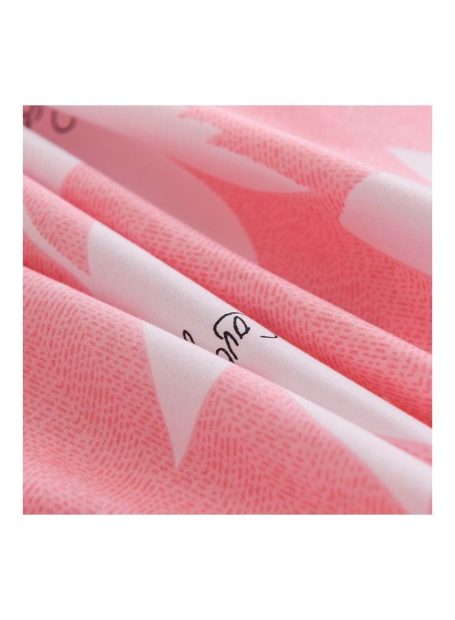 Beauenty 4-Piece Printed Duvet Cover Set Polyester Pink/Grey/White - Image 5