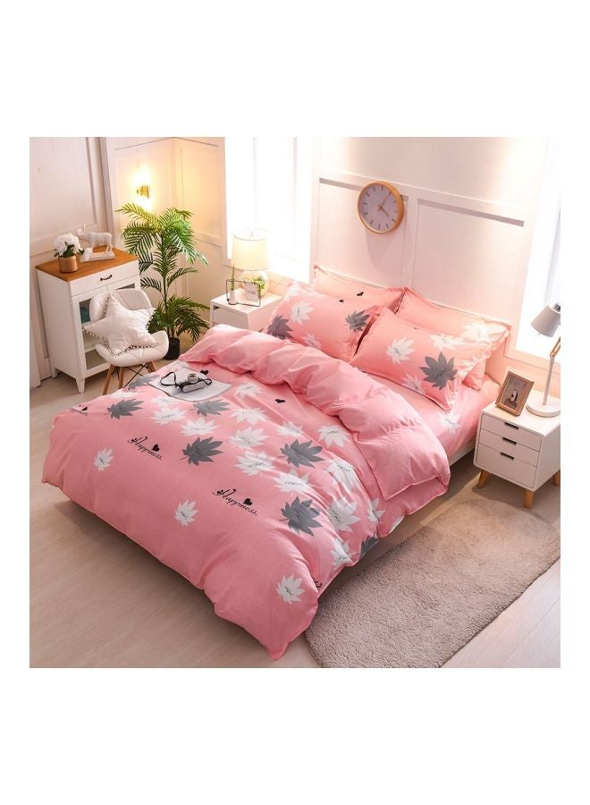 Beauenty 4-Piece Printed Duvet Cover Set Polyester Pink/Grey/White - Image 2