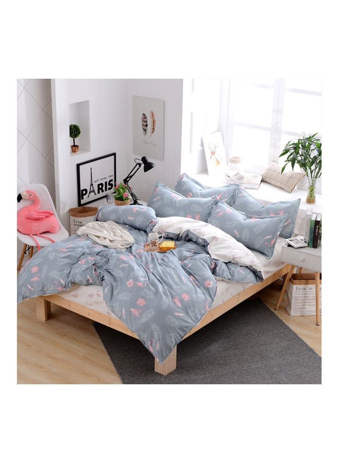 بيوينتي طقم غطاء لحاف جاكارد مكون من 3 قطع بوليستر أزرق/ وردي - Image 1