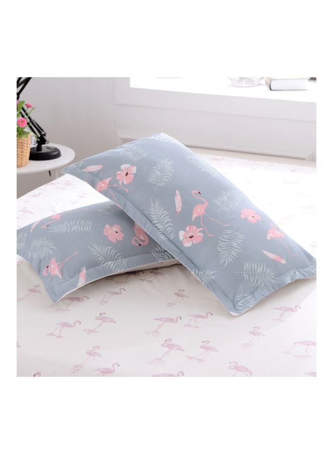 بيوينتي طقم غطاء لحاف جاكارد مكون من 3 قطع بوليستر أزرق/ وردي - Image 3