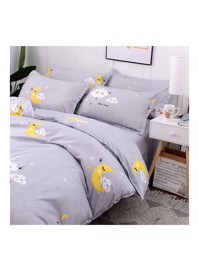 بيوينتي طقم غطاء لحاف مطبّع مكون من 3 قطع رمادي / أبيض / أصفر - Image 2