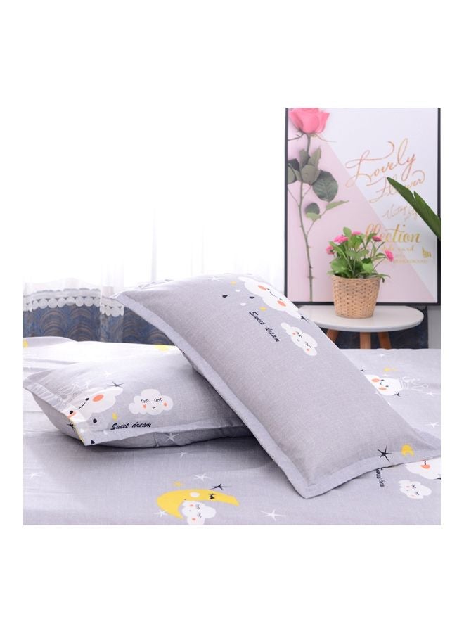 بيوينتي طقم غطاء لحاف مطبّع مكون من 3 قطع رمادي / أبيض / أصفر - Image 3