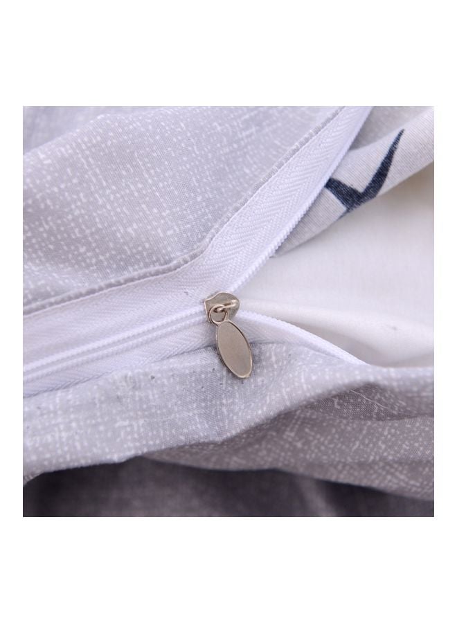 بيوينتي طقم غطاء لحاف مطبّع مكون من 3 قطع رمادي / أبيض / أصفر - Image 5