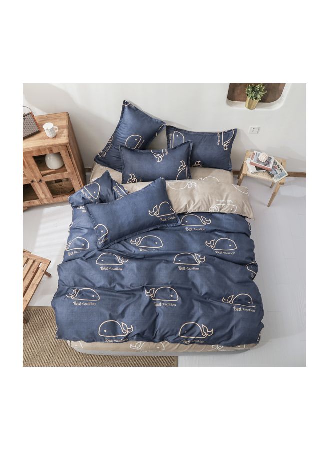 Beauenty 3-Piece Printed Duvet Cover Set Polyester Blue/White - Image 1