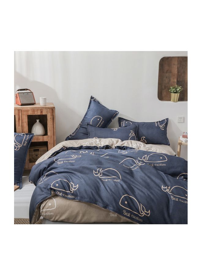 Beauenty 3-Piece Printed Duvet Cover Set Polyester Blue/White - Image 3