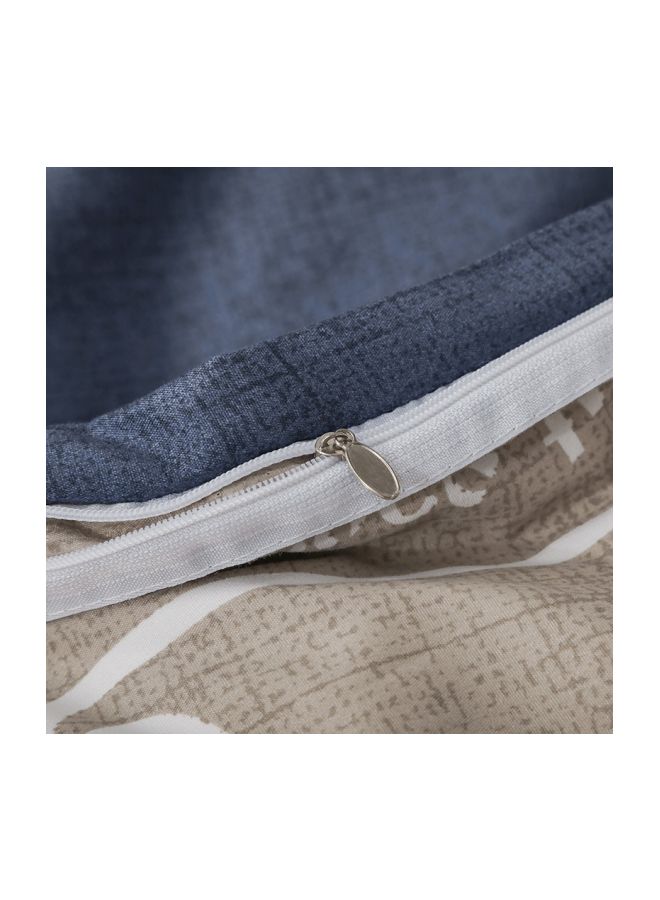 Beauenty 3-Piece Printed Duvet Cover Set Polyester Blue/White - Image 5