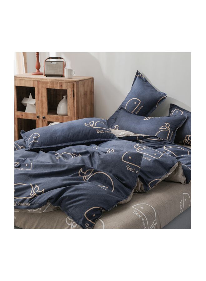 Beauenty 3-Piece Printed Duvet Cover Set Polyester Blue/White - Image 4