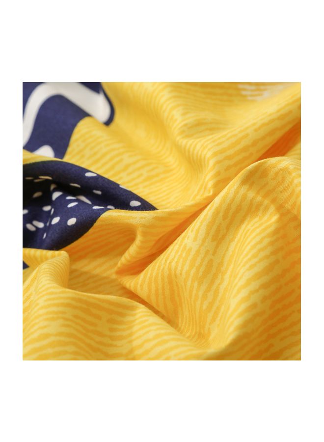 بيوينتي طقم غطاء لحاف من قماش الجاكارد، 4 قطع بوليستر أصفر/أزرق/أبيض - Image 2