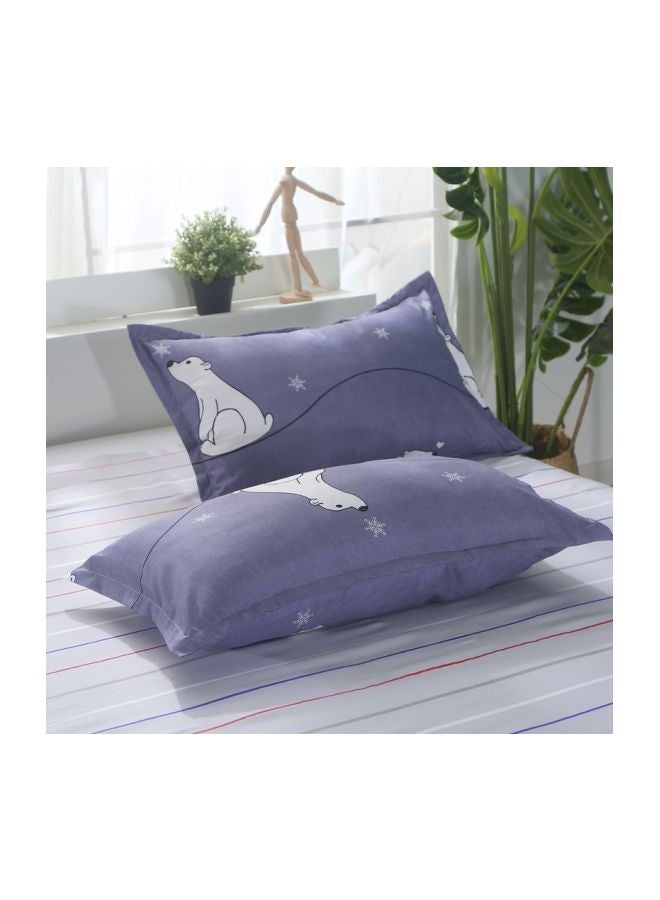 Beauenty 4-Piece Printed Duvet Cover Set Polyester Blue/White - Image 2