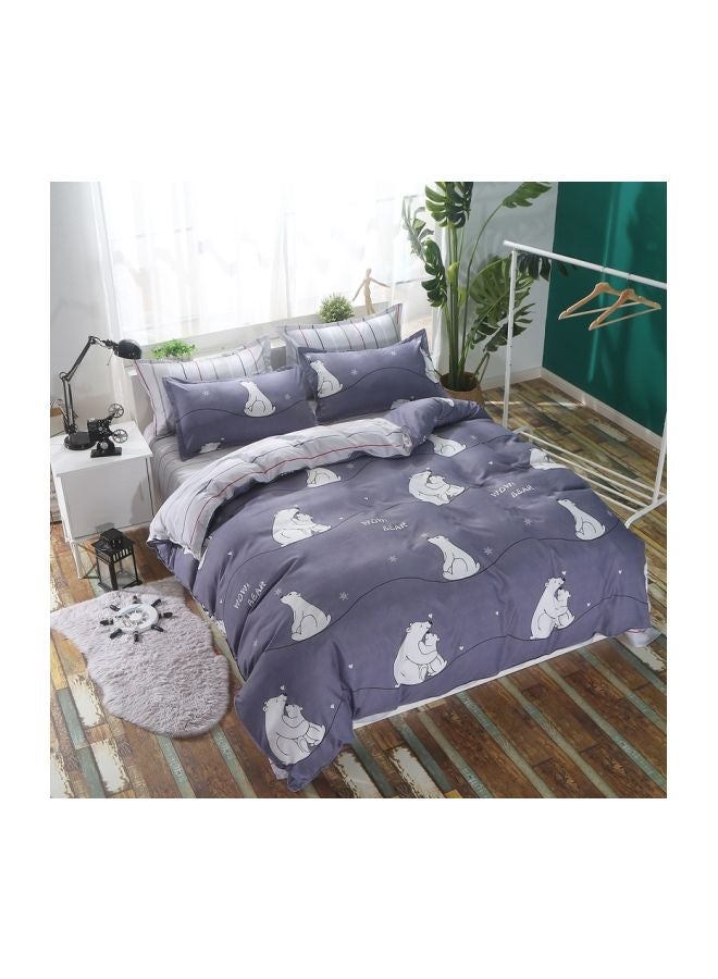Beauenty 4-Piece Printed Duvet Cover Set Polyester Blue/White - Image 1
