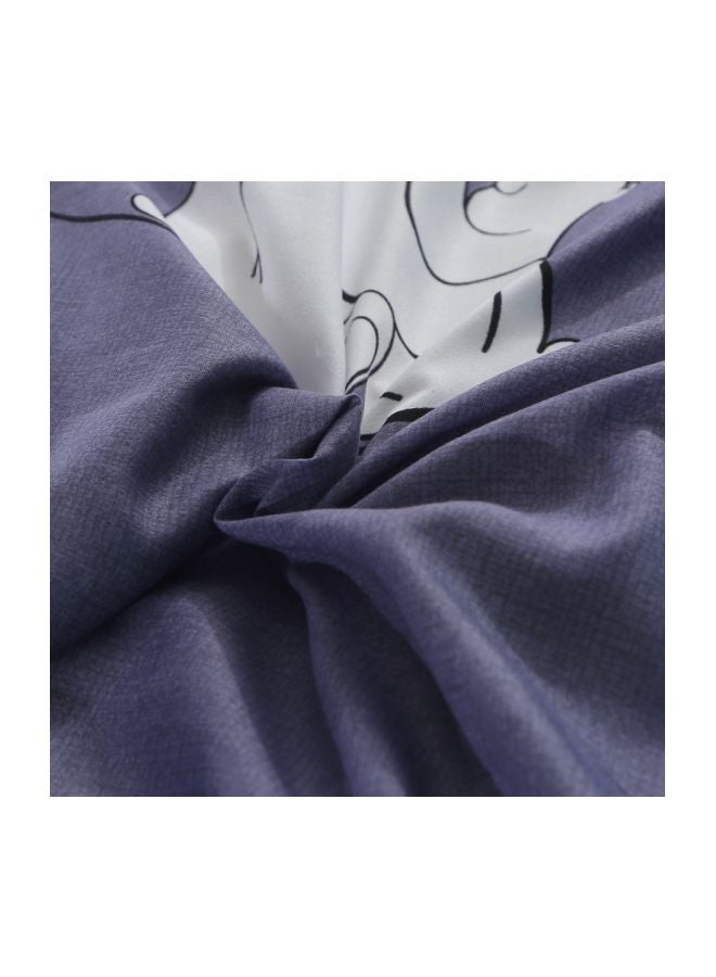 Beauenty 4-Piece Printed Duvet Cover Set Polyester Blue/White - Image 5