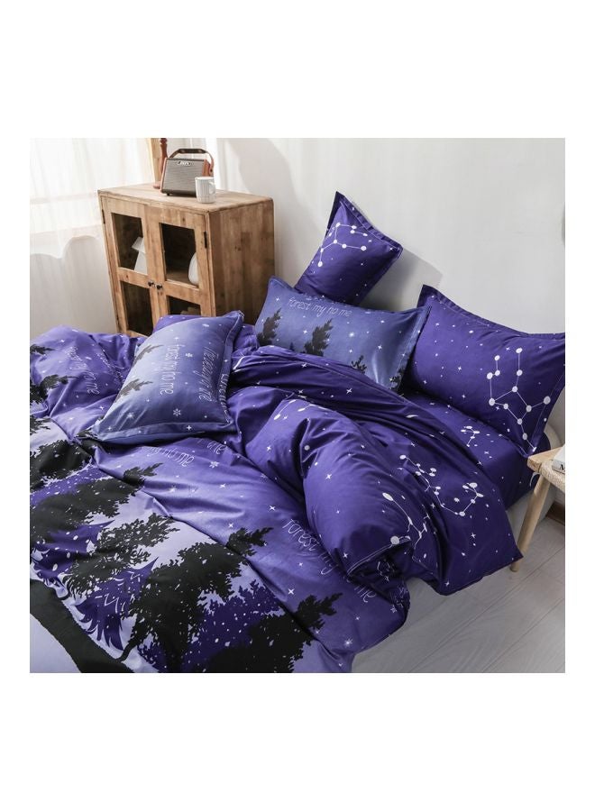 Beauenty 4-Piece Printed Duvet Cover Set Polyester Blue/Black - Image 3