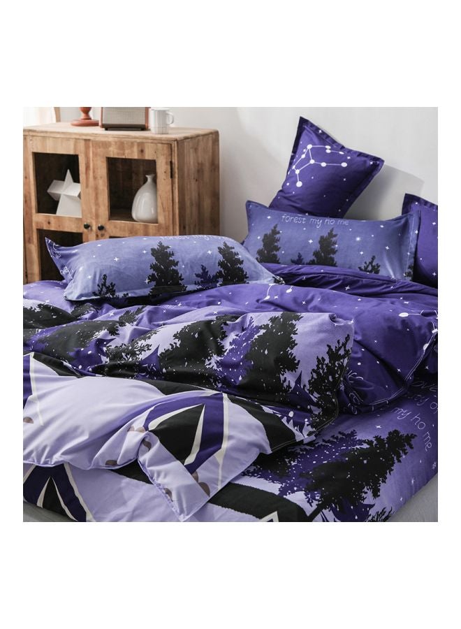 Beauenty 4-Piece Printed Duvet Cover Set Polyester Blue/Black - Image 4
