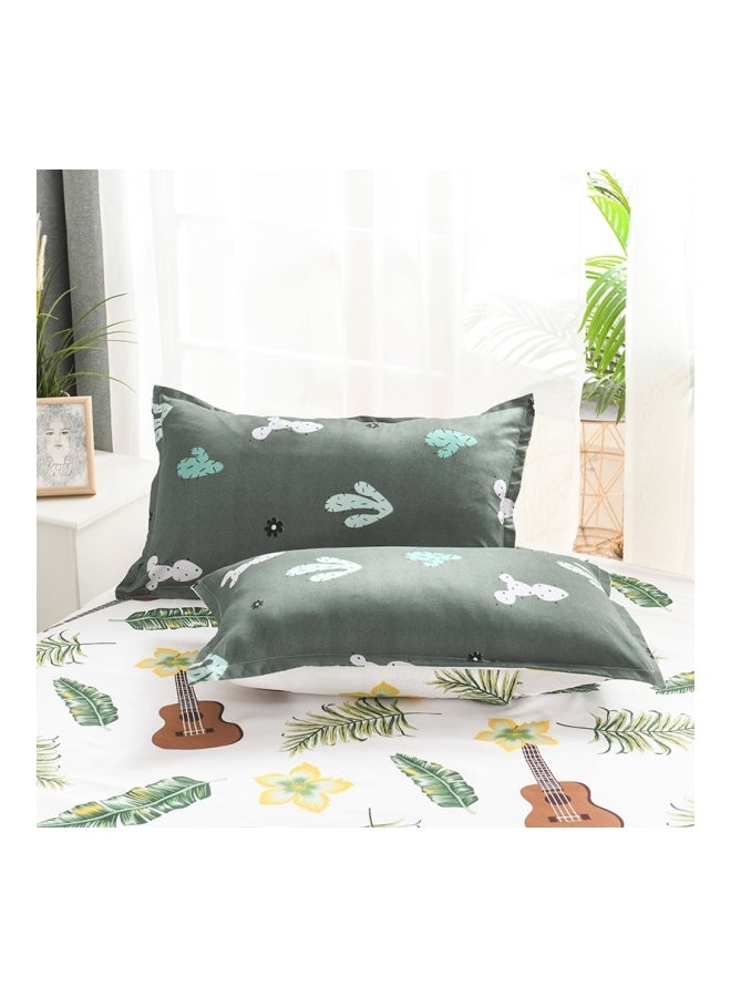 بيوينتي طقم غطاء لحاف مطبّع مكون من 4 قطع أخضر/أبيض/ بني - Image 5