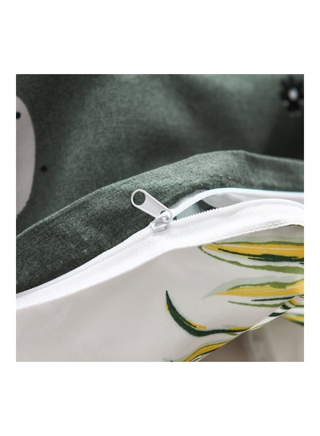 بيوينتي طقم غطاء لحاف مطبّع مكون من 4 قطع أخضر/أبيض/ بني - Image 2