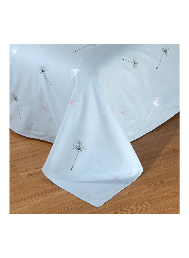 بيوينتي طقم غطاء لحاف بطبعة مزود بغطاء وسادة وشرشف بحواف مطاطية مكون من 4 قطع بوليستر أزرق وردي - Image 5