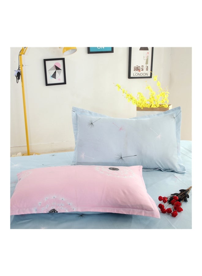 بيوينتي طقم غطاء لحاف بطبعة مزود بغطاء وسادة وشرشف بحواف مطاطية مكون من 4 قطع بوليستر أزرق وردي - Image 4