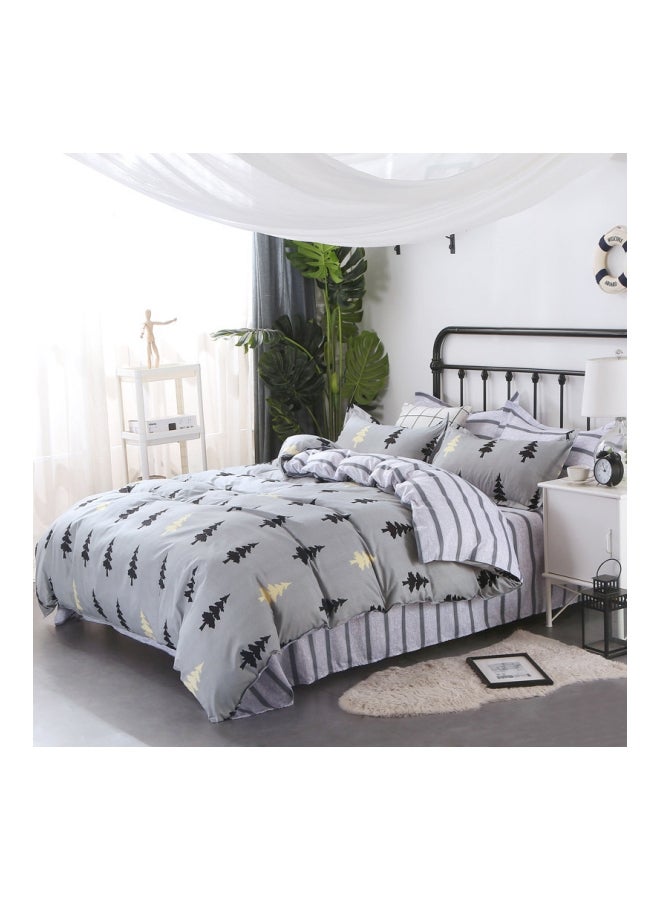 بيوينتي طقم غطاء لحاف مطبّع مكون من 3 قطع بوليستر رمادي/أسود - Image 2