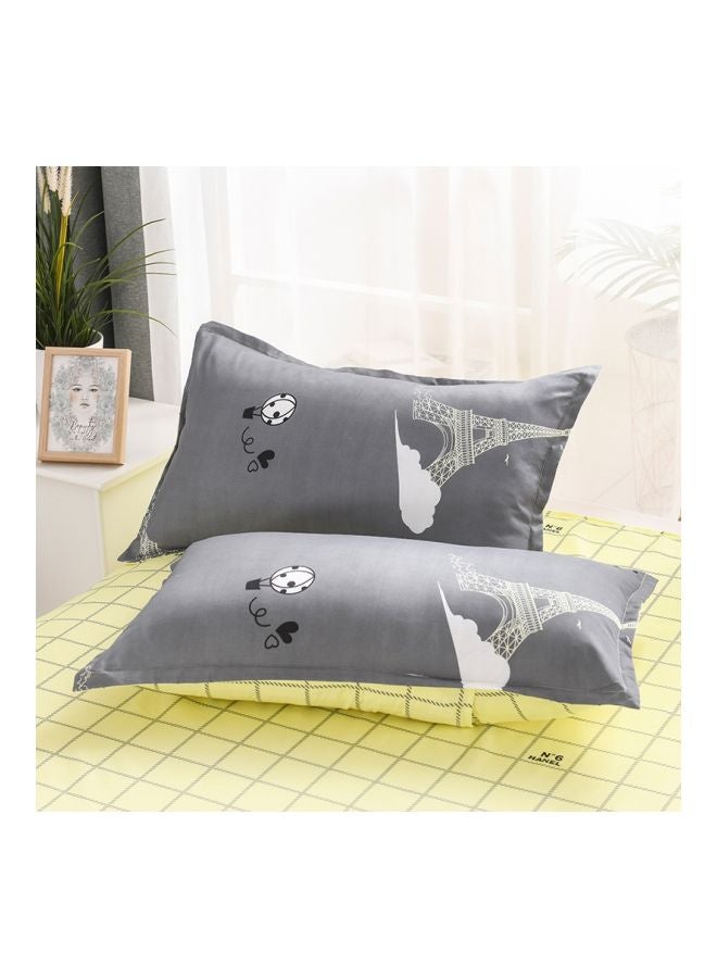 Beauenty 3-Piece Printed Duvet Cover Set Polyester Grey/Yellow/White - Image 3